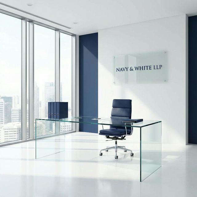 Minimalist corporate law office interior
